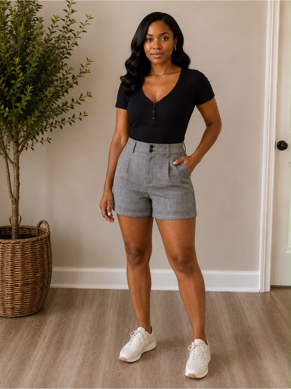 Vintage Casual Corner Plaid Pleated Shorts High Waisted Dark Academia Size 8